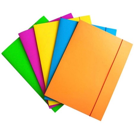 TECZKA Z GUMKĄ A4 OFFICE PRODUCTS FLUO MIX KOLORÓW KARTON LAKIEROWANY 300GSM