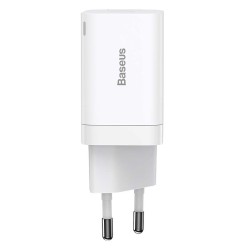 ŁADOWARKA SIECIOWA BASEUS SUPER SI PRO QUICK CHARGER USB + USB-C 30W (BIAŁA)