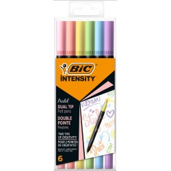 PISAKI DWUSTRONNE BIC INTENSITY DUAL TIP PASTEL 503826 MIX*6