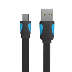 PŁASKI KABEL USB 2.0 A DO MINI 5 PINOWY VENTION VAS-A14-B050 2A 0,5M CZARNY