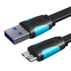 PŁASKI KABEL USB 3.0 A DO MICRO B VENTION VAS-A12-B050 0,5M CZARNY