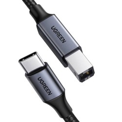 KABEL USB-C DO USB-B 2.0 (DO DRUKARKI) UGREEN US370, 2M (CZARNY)