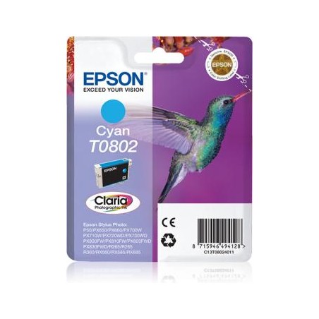 TUSZ ORYGINALNY EPSON T0802 C13T08024011 CYAN  7,4 ML