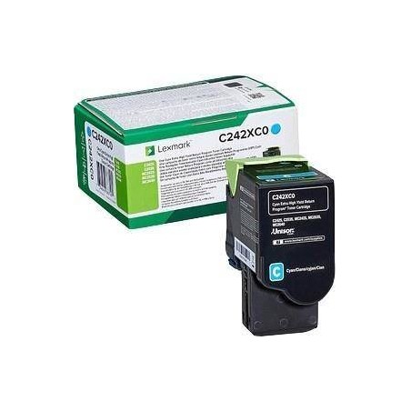 TONER ORYGINALNY LEXMARK C242XC0 CYAN 3500 STRON