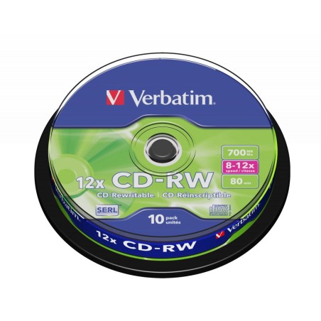 PŁYTA CD-RW 700MB 12X VERBATIM DATALIFE PLUS 43480 CAKE 10 SZT.