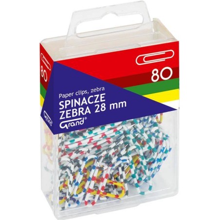 SPINACZE OKRĄGŁE 28MM GRAND 110-1634 ZEBRA MIX KOLORÓW METALOWE POWLEKANE W POJEMNIKU PLASTIKOWYM 80SZT