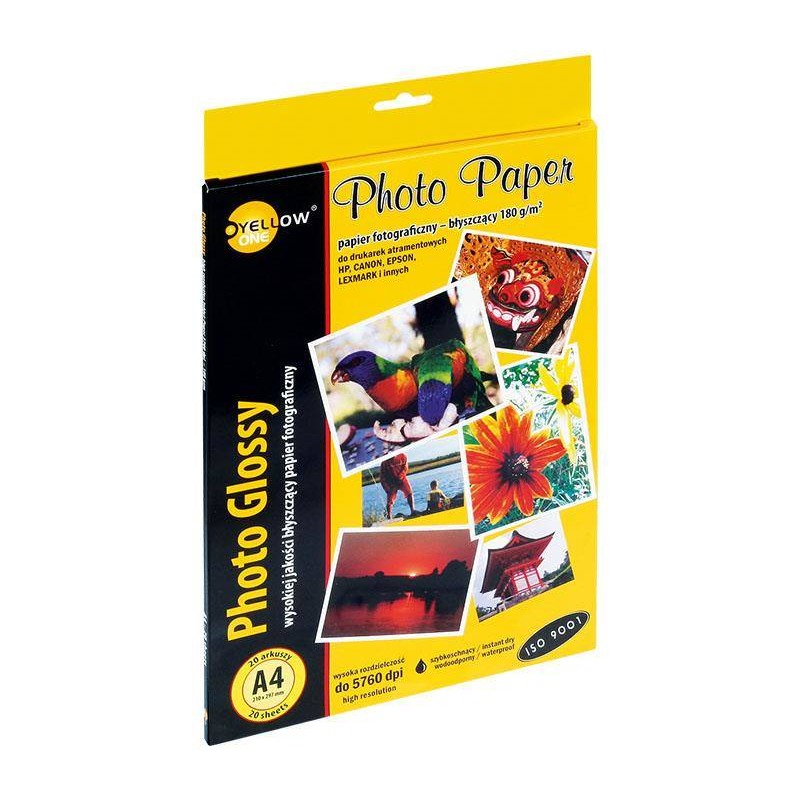 PAPIER FOTOGRAFICZNY BŁYSZCZĄCY YELLOW ONE 4G180 150-1373 A4 180G 20ARK