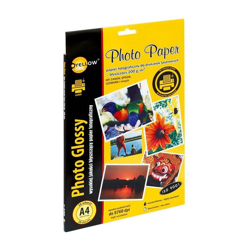 PAPIER FOTOGRAFICZNY BŁYSZCZĄCY DWUSTRONNY YELLOW ONE L4G200 LASER 150-1378 A4 200G 20ARK