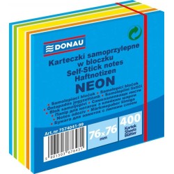 KARTECZKI SAMOPRZYLEPNE 76X76MM DONAU MIX NEON-PASTEL 400KART