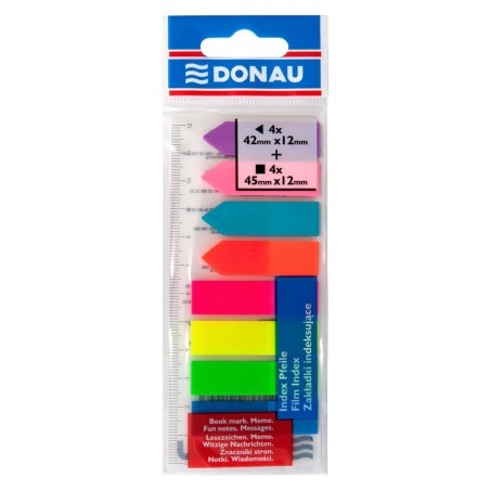 ZAKŁADKI INDEKSUJĄCE FOLIOWE 12X45MM DONAU MIX KOLORÓW (4+4)X25 SZT