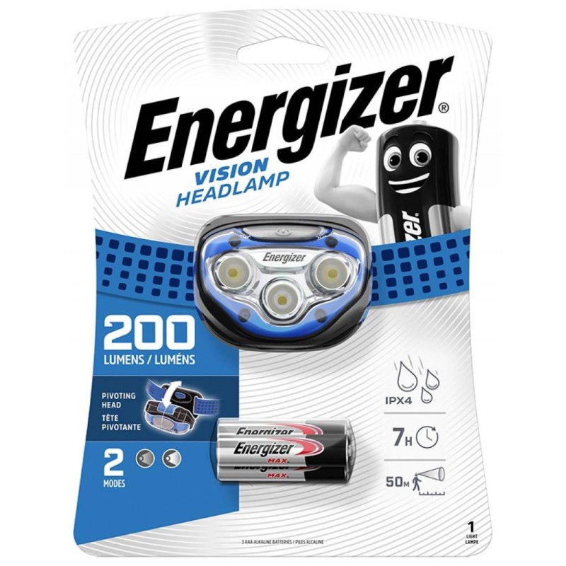 LATARKA CZOŁOWA ENERGIZER HEADLIGHT VISION NIEBIESKA + 3SZT. BATERII AAA