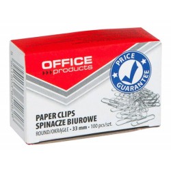 SPINACZE OKRĄGŁE 33MM OFFICE PRODUCTS SREBRNE 100SZT.