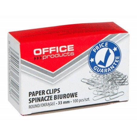 SPINACZE OKRĄGŁE 33MM OFFICE PRODUCTS SREBRNE 100SZT.