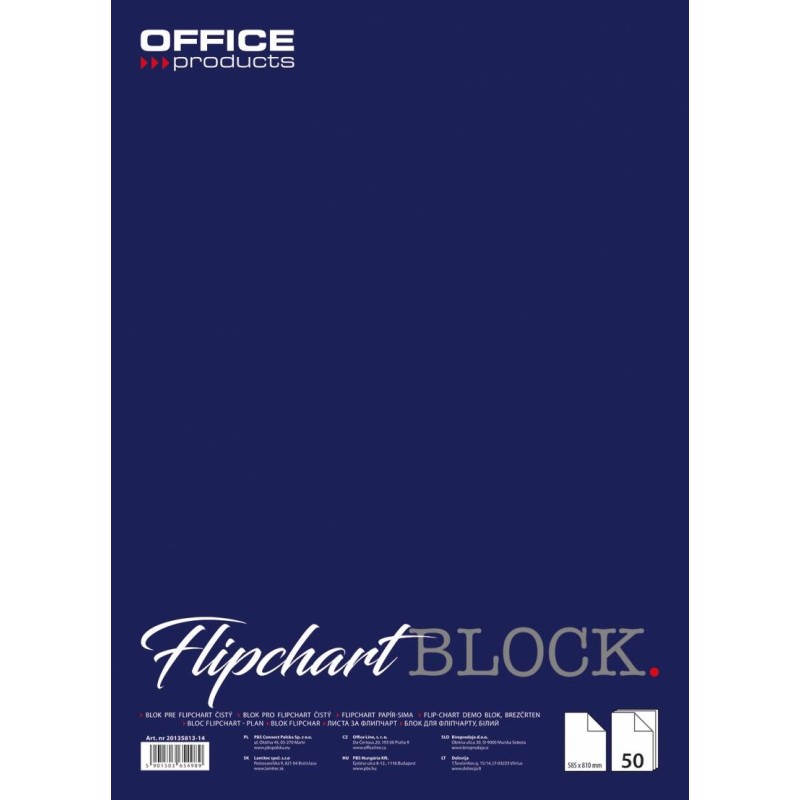 BLOK DO FLIPCHARTÓW 58,5X81CM OFFICE PRODUCTS GŁADKI 50ARK