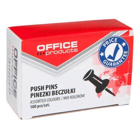 PINEZKI TABLICOWE KOLOROWE OFFICE PRODUCTS 100SZT