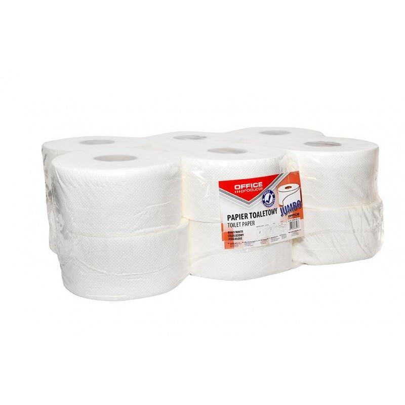 PAPIER TOALETOWY DWUWARSTWOWY CELULOZOWY OFFICE PRODUCTS JUMBO BIAŁY 120M 12SZT.