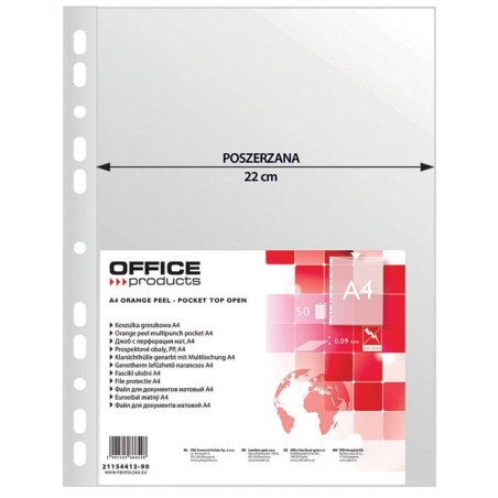 KOSZULKI GROSZKOWE A4 OFFICE PRODUCTS POSZERZANE PP 90MIC 50SZT