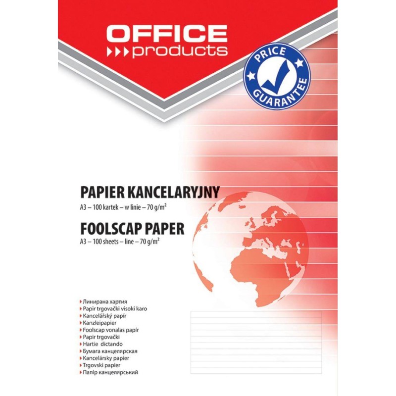 PAPIER KANCELARYJNY A3 OFFICE PRODUCTS LINIA 100ARK