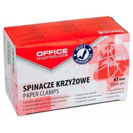 SPINACZE KRZYŻOWE 41MM OFFICE PRODUCTS SREBRNE 50SZT.