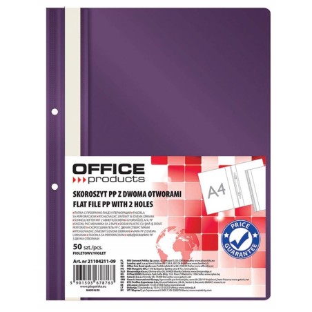 SKOROSZYT WPINANY A4 OFFICE PRODUCTS 2 OTWORY FIOLETOWY PP 100/170MIKR