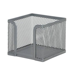 POJEMNIK NA KOSTKĘ BIUROWĄ 95X80X95MM  Q-CONNECT OFFICE SET SREBRNY METALOWA SIATKA