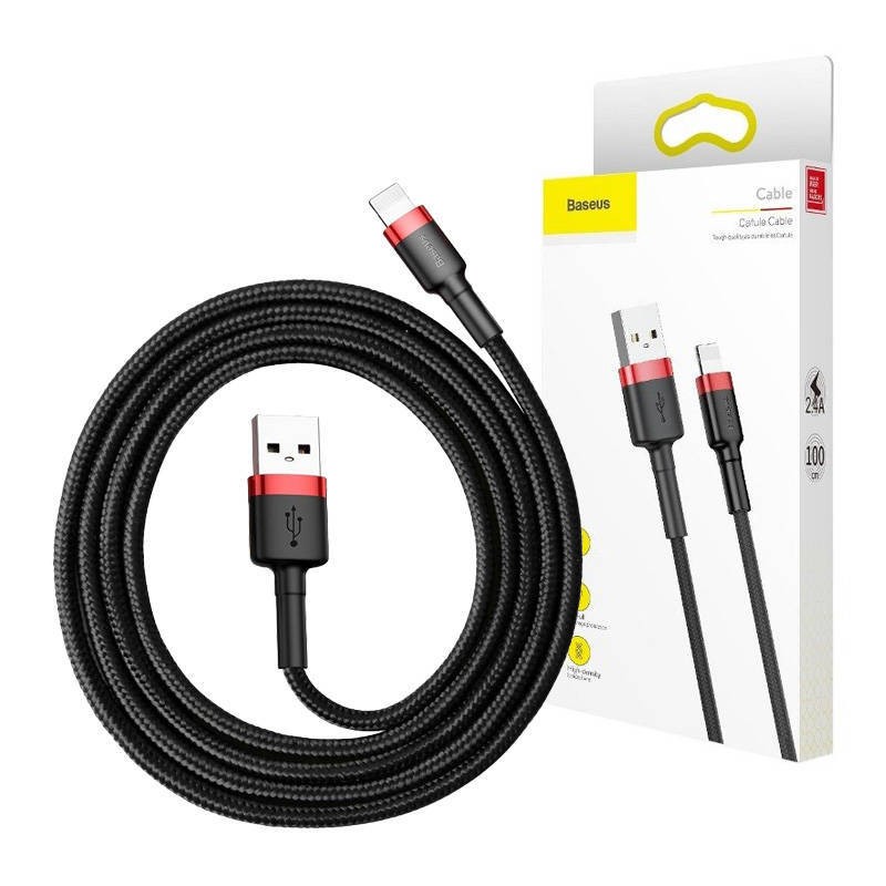 KABEL LIGHTNING USB BASEUS CAFULE 2A 3M (CZARNO-CZERWONY)