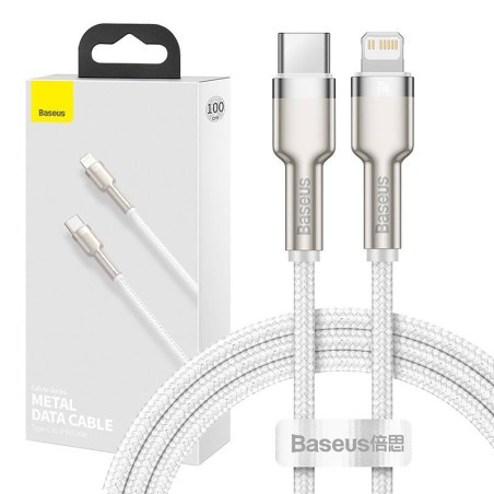 KABEL USB-C DO LIGHTNING BASEUS CAFULE, PD, 20W, 1M (BIAŁY)