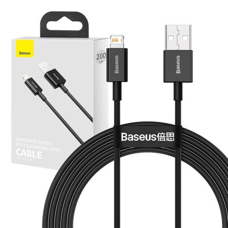 KABEL USB DO LIGHTNING BASEUS SUPERIOR SERIES, 2.4A, 2M (CZARNY)