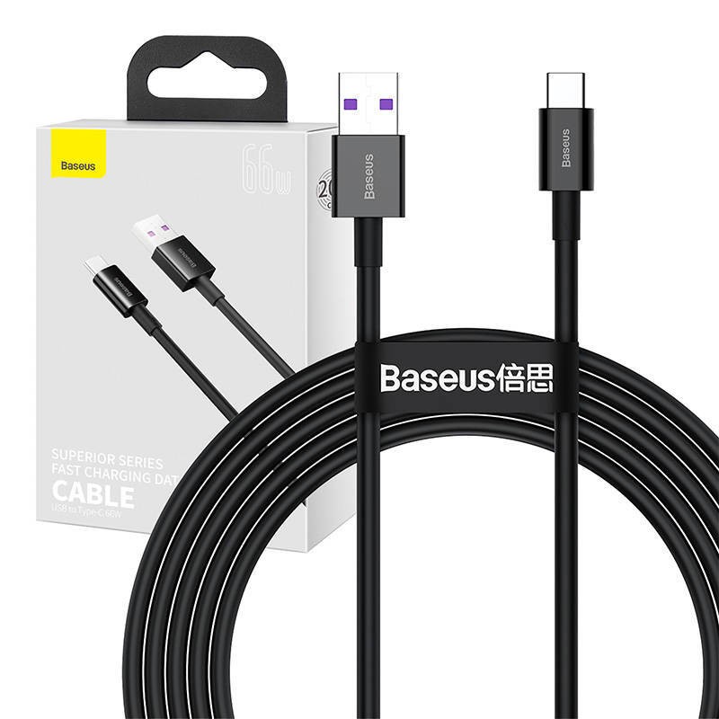 KABEL USB DO USB-C BASEUS SUPERIOR SERIES, 66W, 2M (CZARNY)