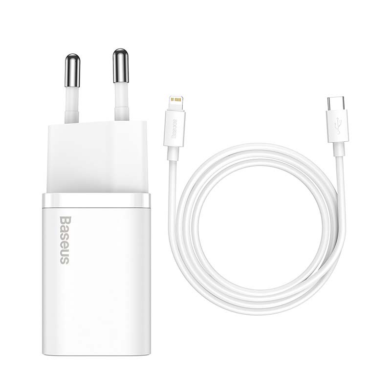 Ładowarka sieciowa Baseus Super Si Quick Charger 1C 20W z przewodem USB-C do Lightning 1m (biała)