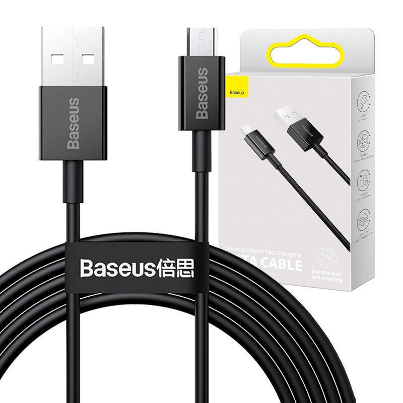 KABEL USB DO MICRO USB BASEUS SUPERIOR SERIES, 2A, 2M (CZARNY)