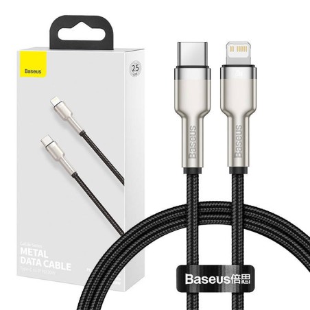 KABEL USB-C DO LIGHTNING BASEUS CAFULE, PD, 20W, 0,25M (CZARNY)