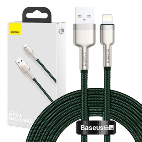 KABEL USB DO LIGHTNING BASEUS CAFULE, 2.4A, 2M (ZIELONY)