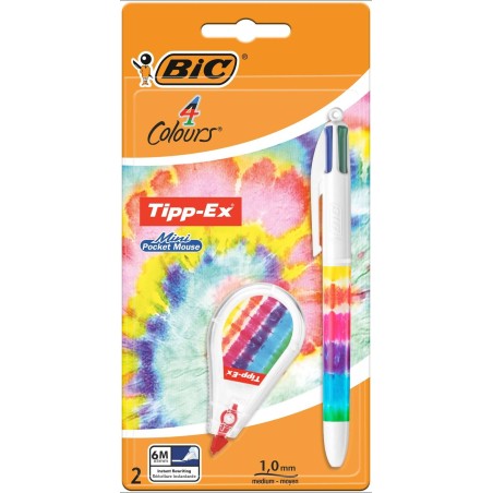 ZESTAW DŁUGOPIS 4 KOL KOREKTOR W TAŚMIE BIC 4 COLOURS DECORS 503822