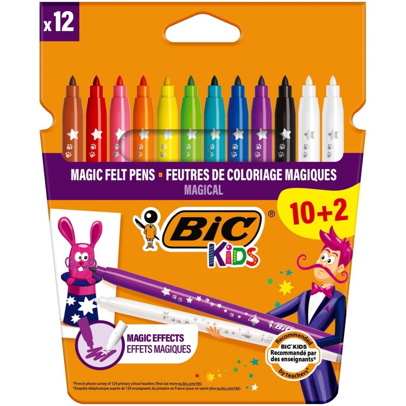 FLAMASTRY BIC KIDS MAGIC FELT PENS 9202953 MIX*10 + 2 WYMAZYWACZE