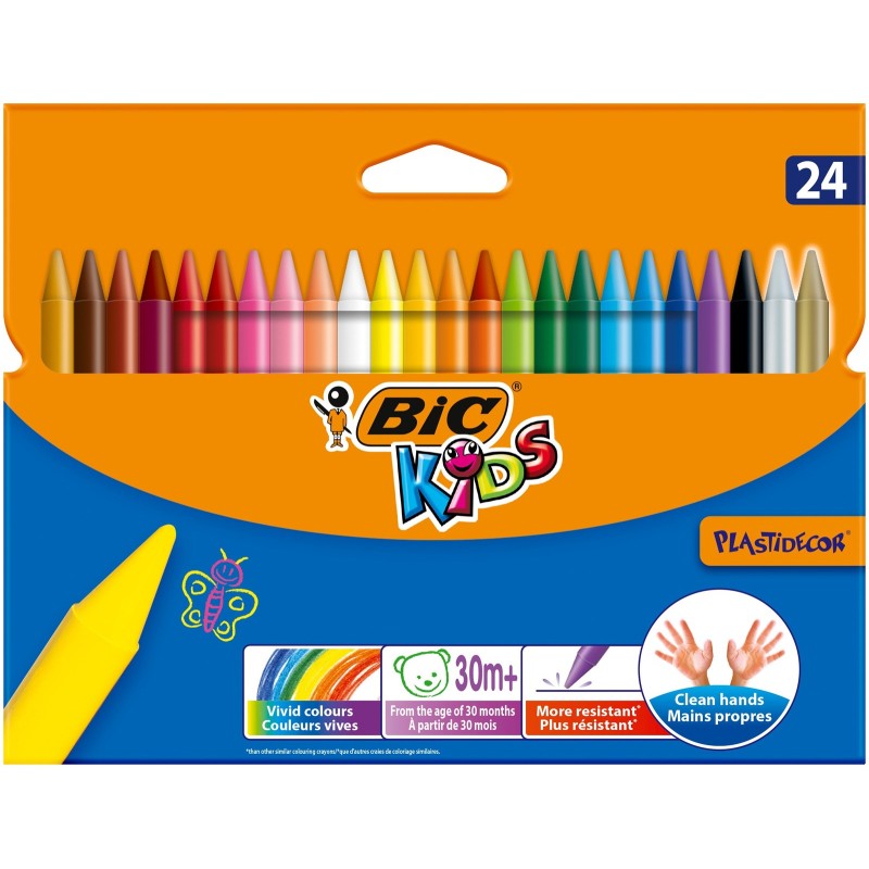 KREDKI ŚWIECOWE BIC KIDS PLASTIDECOR 8297721 MIX*24