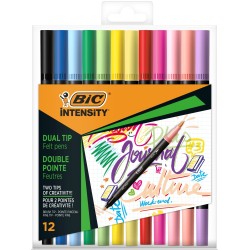 PISAKI DWUSTRONNE BIC INTENSITY DUAL TIP PASTEL 503847 MIX*12