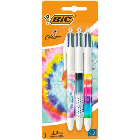 DŁUGOPIS BIC 4 COLOURS DECORS 503772 CZTEROKOLOROWY 1.0MM BLISTER 3SZT