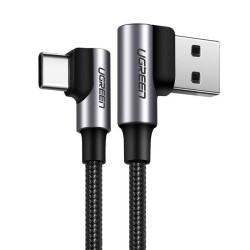 KABEL USB DO USB-C, KĄTOWY UGREEN US176, 3A, 2M (CZARNY)