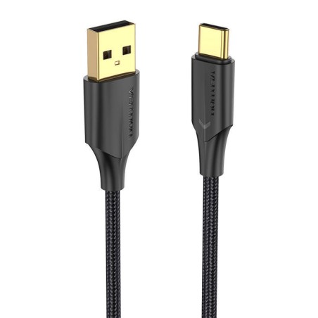 KABEL ŁADOWANIA USB 2.0 DO USB-C VENTION CTFBF LED 3A 1M (CZARNY)