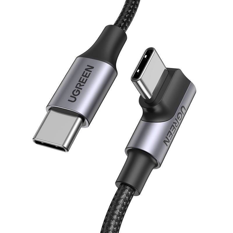 KABEL USB-C DO USB-C, KĄTOWY UGREEN US334 5A, PD 100W, 2M (CZARNY)