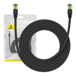 Kabel sieciowy w oplocie kat. 8 Baseus Ethernet RJ45, 40Gbps, 3m (czarny)