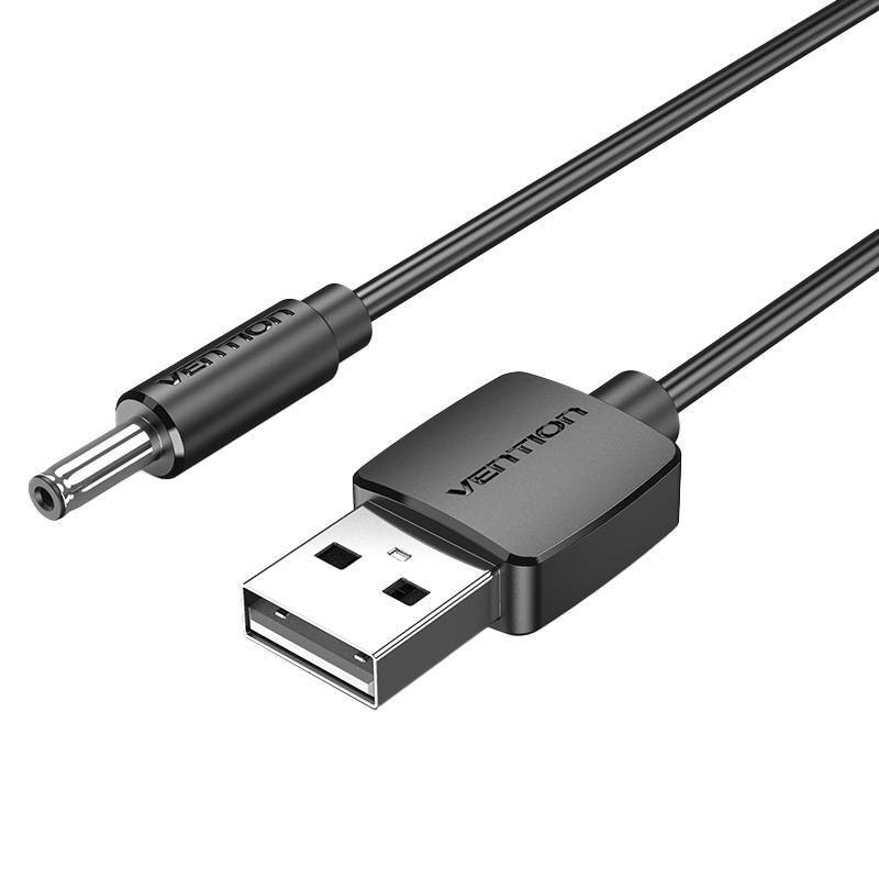 KABEL USB-A DO DC 3,5MM BARREL JACK VENTION CEXBF 5V 1M CZARNY