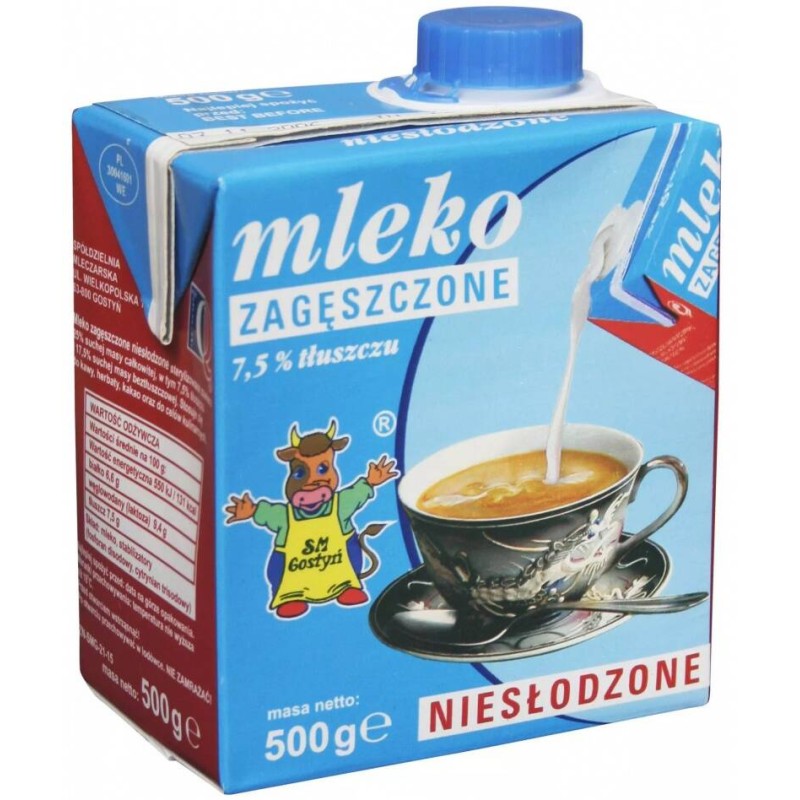 MLEKO ZAGĘSZCZONE, NIESŁODZONE GOSTYŃ 0,5L