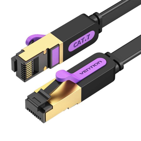 PŁASKI KABEL SIECIOWY UTP CAT7 VENTION ICABF RJ45 ETHERNET 10GBPS 1M CZARNY