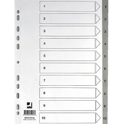 PRZEKŁADKI 1-10 A4 Q-CONNECT SZARE PP 10KART