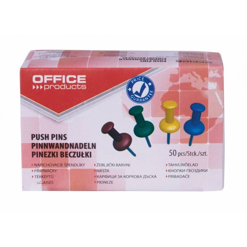 PINEZKI TABLICOWE KOLOROWE OFFICE PRODUCTS 50SZT