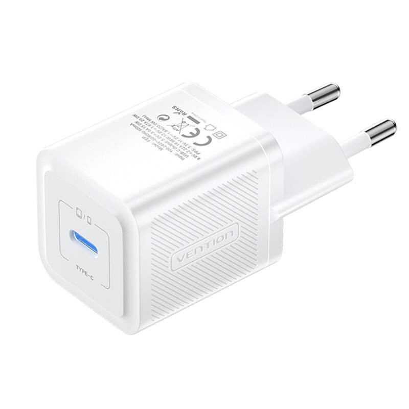 ŁADOWARKA SIECIOWA, VENTION, FEPW0-EU, USB-C, 20W, GAN (BIAŁA)