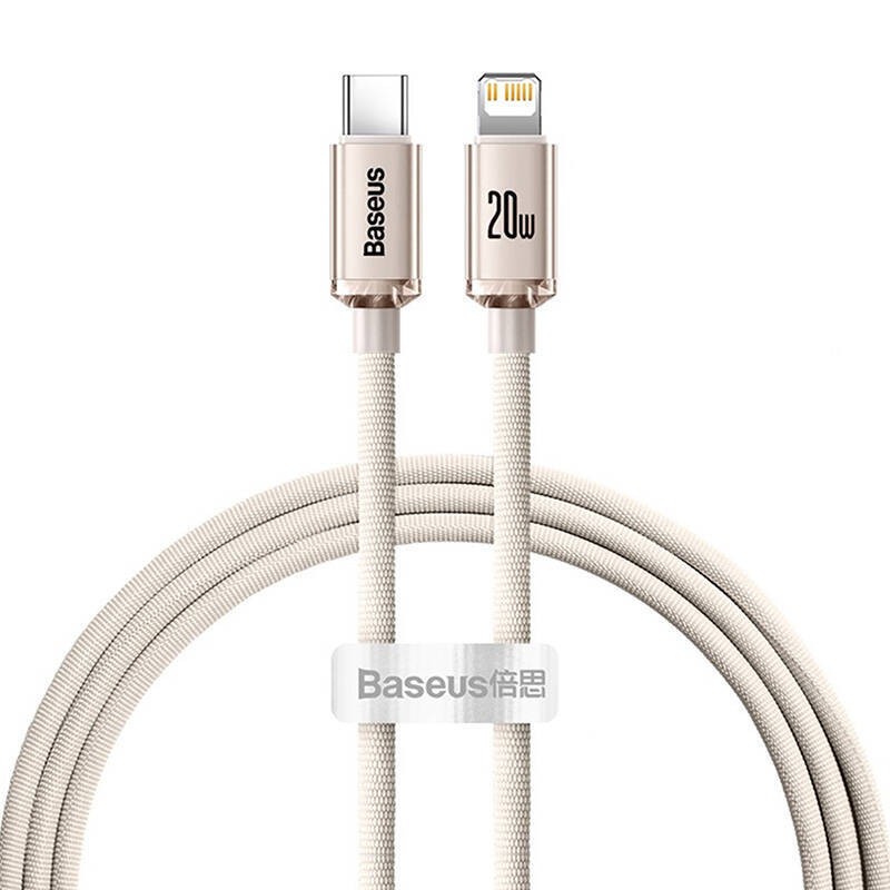 KABEL USB-C DO IP BASEUS CRYSTAL SHINE,  20W, 1.2M (RÓŻOWY)