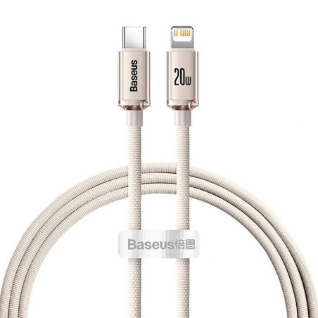 KABEL USB-C DO IP BASEUS CRYSTAL SHINE,  20W, 1.2M (RÓŻOWY)